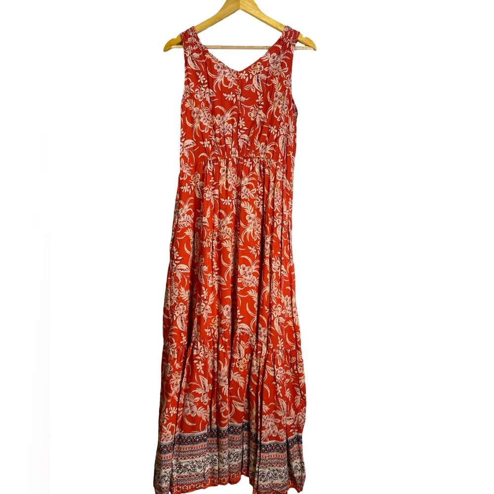 beachlunchlounge Red Floral Maxi Dress with White Print - Picture 3 of 9